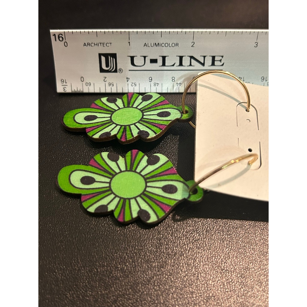 Women's Isabella New York Green & Purple Flower Drop Earrings, One Size - Picture 3 of 5